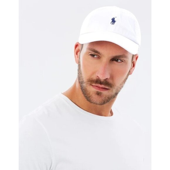Polo Ralph Lauren Chino Cap in White & Marlin Blue One Size New Unisex Hat Mens - Picture 10 of 11